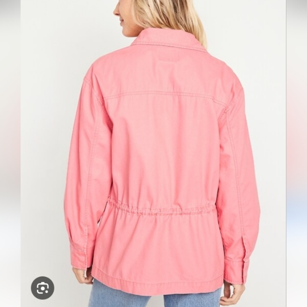 Old Navy Cinched Waist Utility Jacket In Salmon - Picture 2 of 10